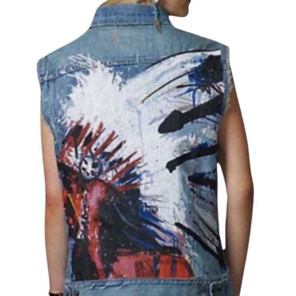 DENIM & SUPPLY RALPH LAUREN Hand Painted Tailored Denim Vest - Picture 1 of 12
